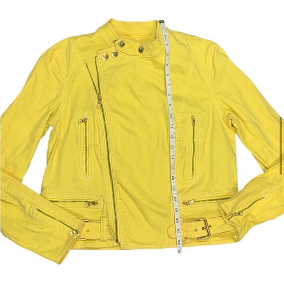 LAUREN RALPH LAUREN: Vintage Yellow Moto Jean Jacket - Size Large - Picture 7 of 12